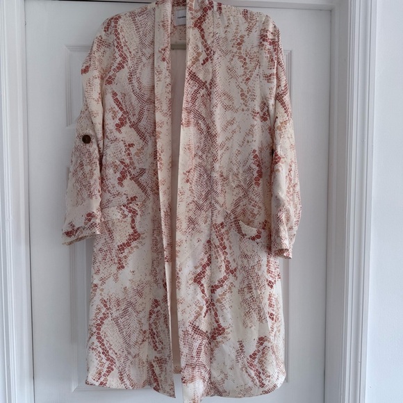 CUPCAKES & CASHMERE Orange Snakeprint Trench Open Front Cardigan XS P - Picture 8 of 11
